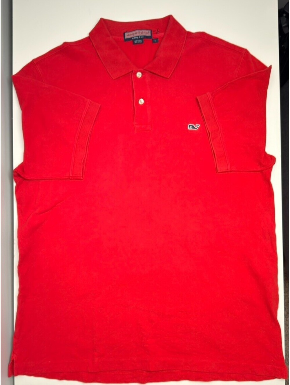 Vineyard Vines Polo Shirt Mens Large Red Short Sleeve Whale Logo Cotton Classic